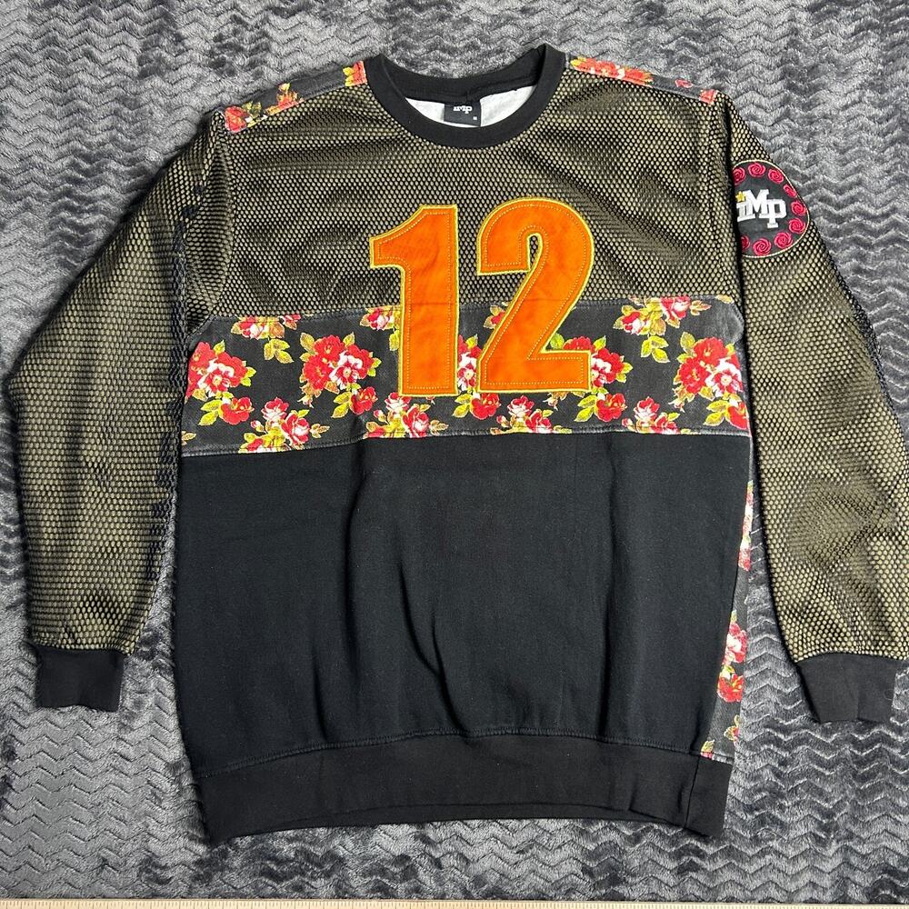 Imperious IMP Black & Rose Floral Sweatshirt Men's Size Medium